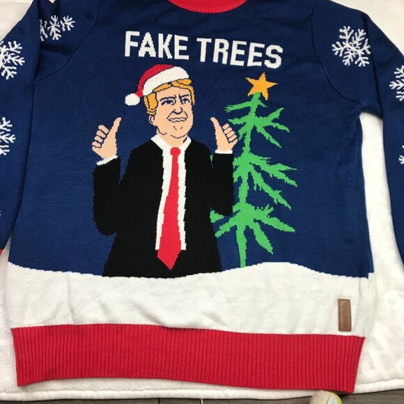 Tipsy Elves Donald Trump Ugly Christmas Sweater Unisex XXL Fake Trees MAGA USA - Picture 11 of 12